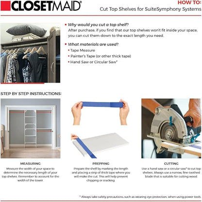 ClosetMaid SuiteSymphony Wood Closet Organizer Kit with Tower, 3 Hang Rods, Top Shelves, Adjustable, Fits Spaces 6 - 10 ft. Wide, Graphite Grey