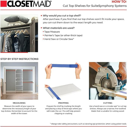 ClosetMaid SuiteSymphony Wood Closet Organizer Kit with Tower, 3 Hang Rods, Top Shelves, 4 Drawers, Doors, Adjustable, Fits Spaces 6 - 10 ft. Wide, Natural Grey