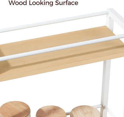 Slim Rolling Cart, Mobile Kitchen Cart on Wheels, Narrow Storage Cart for Small Space, Wooden Kitchen Storage Rack, for Bathroom, Laundry, Living Room, White RCBN1501