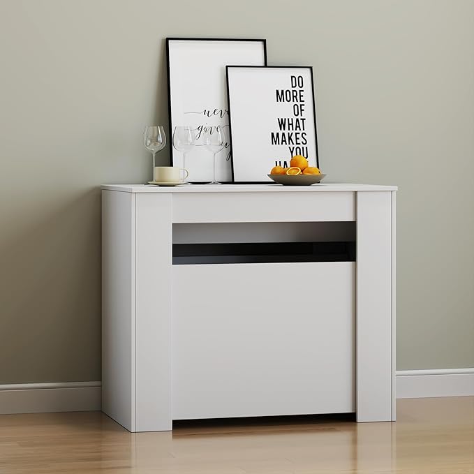 Transformer Table, Expandable Dining Table for 10-12 People, Folding Console Table Space Saving Furniture for Small Apartments, White