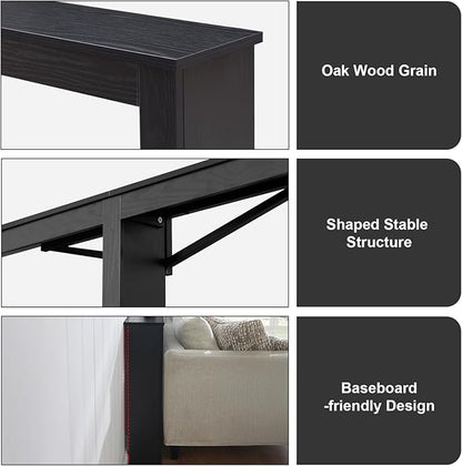 MOHOPE 78.8" Long Console Table with Power Outlets, 7.9" Narrow Sofa Table with USB & Type-C Ports, Skinny Behind Couch Tables with Charging Station, Entryway Table for Hallway, Living Room, Black