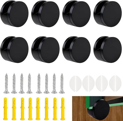 Aluminum Mirror Mounting Clips, Round Shape Wall-Mounted Mirrors Bracket, Glass Clips Clamps Holder, Dresser Mirror Fixed Fitting for 5-11mm Thick Mirror 8 Pieces (Black)