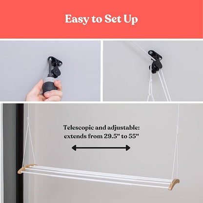 Ceiling Mounted Drying Racks for Laundry-Space-Saving Ceiling Clothes Drying Rack-Pulley Drying Rack-Wood, Metal, Ceiling Clothing Rack-Ceiling Mount Drying Rack-Clothes Drying Rack Ceiling Mounted