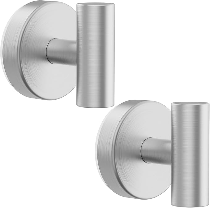 Suction Cup Hooks, Shower Hooks for Inside Shower – Removable Towel Hooks for Bathroom Window Glass Mirror Tile, Bath Robe Looafh Hook for Hanging – Waterproof & Rustproof, Silver(2 Pack)