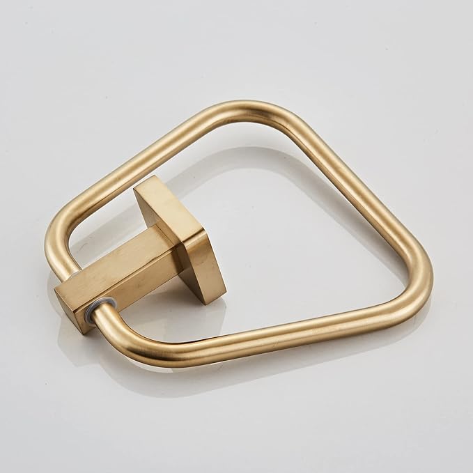 Brushed Gold Towel Ring for Bathroom 2 Pack, Kitchen Bath Towel Holder Hangers Wall Mount Heavy Duty Stainless Steel