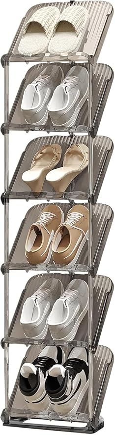 YYW Clear Narrow Shoe Rack for Entryway, Free Standing Shoe Racks Shelf Closet, Shoe Storage Organizer for Living Room
