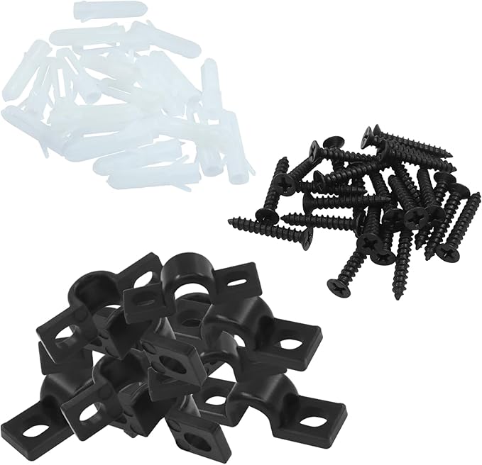 Hordion 24PCS Wire Shelf Loop Clips Plastic Shelf Clips for Wire Shelving – Black