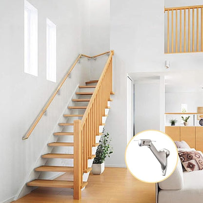 3" Stair Handrail Bracket, 3 Pack Hand Rail Brackets for Stairs Light-Duty, Stair Railing Bracket, Banister Brackets for Indoor Stairs, Satin Nickel Finish, HOME MASTER HARDWARE
