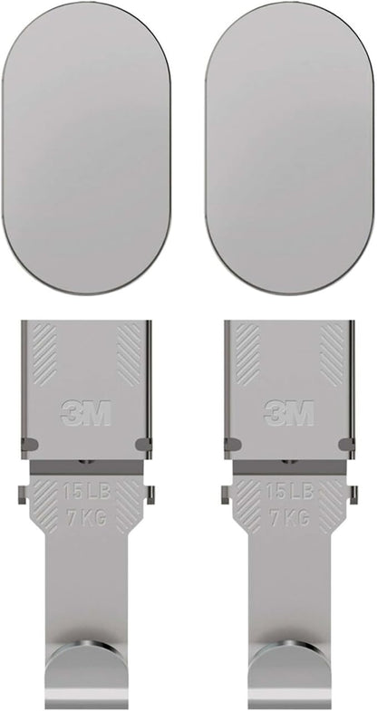 3M CLAW 15 lb. 2 Drywall Silver Hooks & 2 Extra Picture Hangers, Heavyweight Hanging Solution for Backpacks, Jackets, Pictures and Room Decor, Cute Wall Hooks - 4 Pack