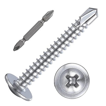 (200 pcs) Wensilon #10×1-1/4”for Sheet Metal Self-Tapping Screws 410 Stainless Steel Truss Head High-Strength Quick Tapping Screws