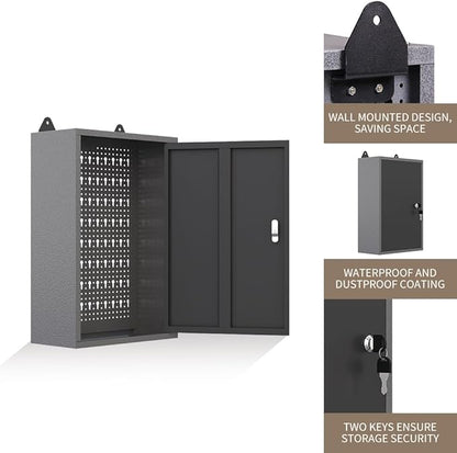 JZD Steel Wall Mounted Storage Cabinet, Metal Hanging Tool Cabinets, for Garage Workshop, Black & Grey