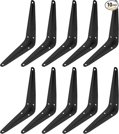 10 Pcs Shelf Brackets, 4 x 5 Inch Black Heavy Duty Metal Wall Corner Angle Shelving for Wall Hanging Shelves with Wall Anchors and Screws(Black)