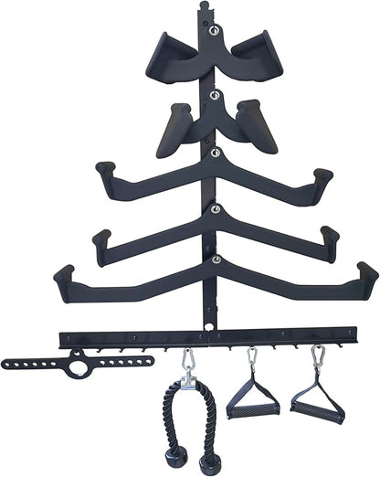 LAT Pull Down Bar Organizer Gym Storage Wall Organizer for Lat Pulldown Attachments, LAT Pull Down Bar Storage Rack for Different Cable Handles, Cable Attachments Rack for Gym Accessories
