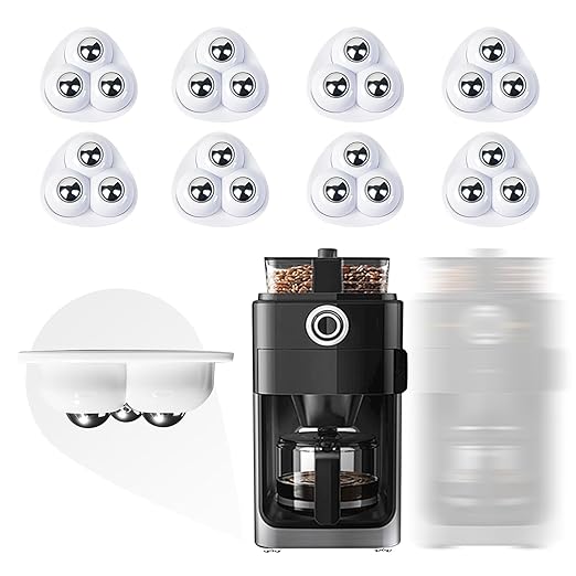 Appliance Casters - Furniture Sliders & Appliance Rollers for Kitchen, Coffee Machine, Blender, Oven - Helps Mom or Wife Easily Solve Countertop Sliding (White, 8pcs)