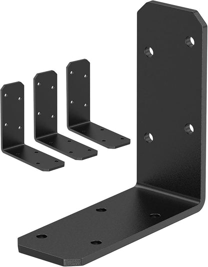 3"x3" L Brackets, 90 Degree Angle Iron, Heavy Duty Steel Corner Brace for Wood Shelves, Post, Floating Shelves, Desk (Black-4 Pcs)