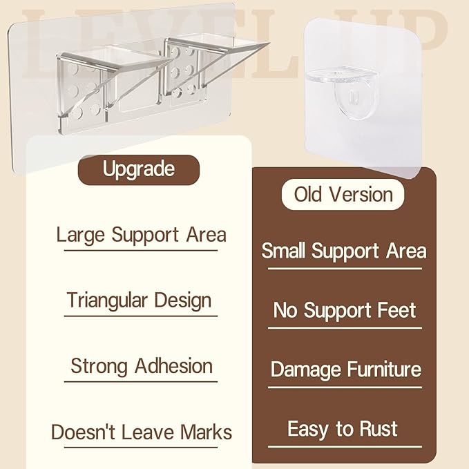 12-Pack Heavy-Duty Adhesive Shelf Brackets, Large Size Double Row Brackets, No-Drill Wall Mount Pegs,Shelf Support Pegs for Kitchen Cabinets, Bookshelves, and Closets