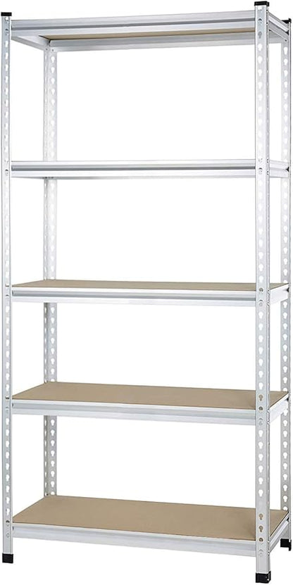 Amazon Basics Double Post Press Board 5 Tier Shelf 36 x 18 x 72, Aluminum | Medium Duty, Storage, Shelving
