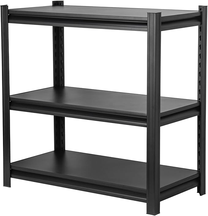Storage Shelves 3 Tier Adjustable Garage Shelving Heavy Duty 31.5" W x 15.7" D x 31.5" H Metal Shelving Unit for Garage Shelves, Utility Rack Shelf, Storage Warehouse Pantry Closet, Black
