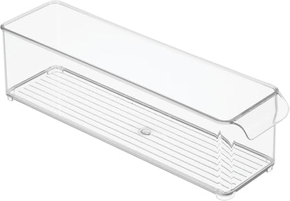 iDesign Stackable Fridge Storage Bin with Handle - Ideal for Fridge and Freezer, Clear, Made in USA