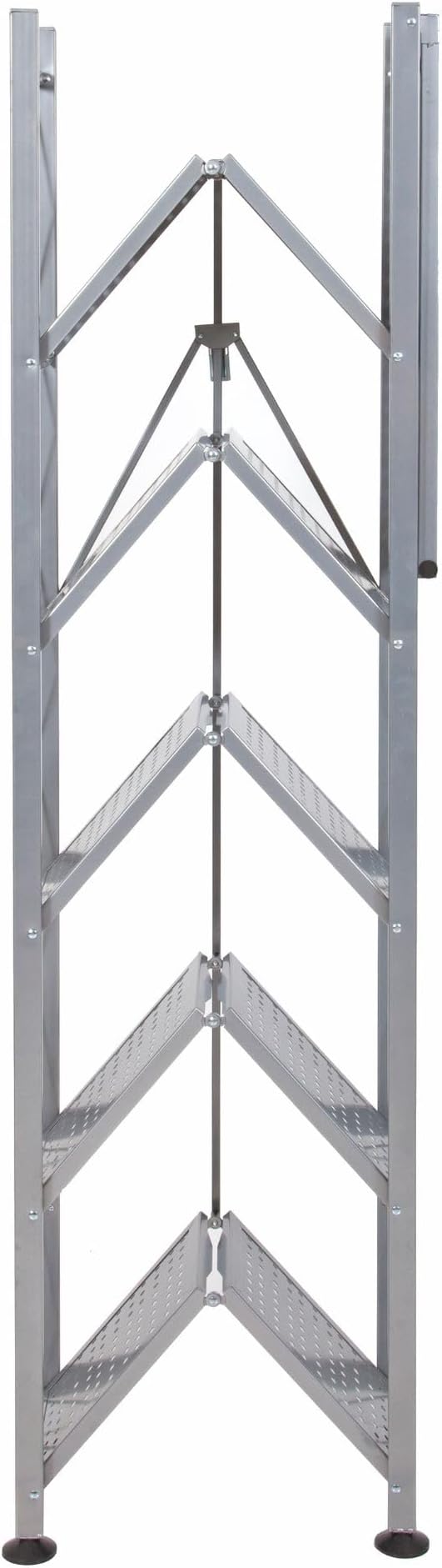 Origami RB Foldable 6 Tier Storage Rack with Wheels, Tall/Slim Model, Silver, Renewed