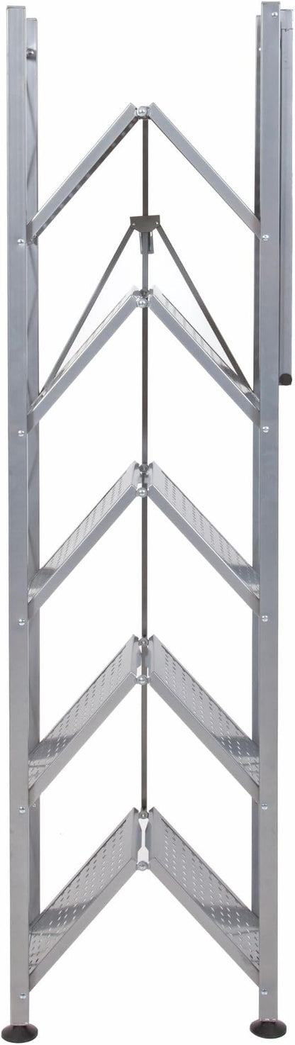 Origami RB Foldable 6 Tier Storage Rack with Wheels, Tall/Slim Model, Silver, Renewed