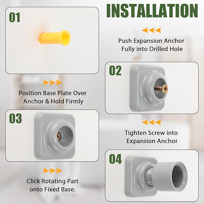 L Shape Shower Curtain Rod Holder - 25mm Angled Mount with Swivel Joints & Hardware Kit, Drilling Required (2, Grey)