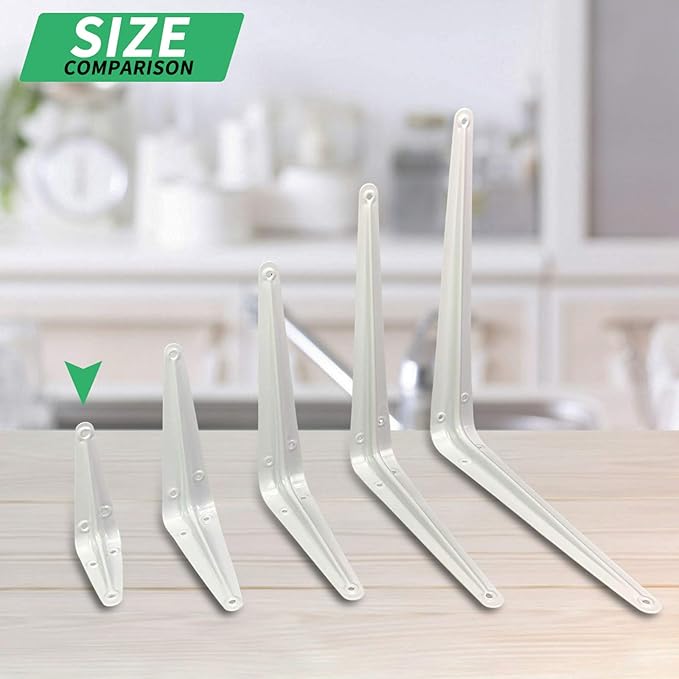 Shelf Brackets 4 Inch, 20 Pack White Metal Small Heavy Duty L Adjustable Floating Shelves Bracket, 4 x 3 Inch Farmhouse Shelf Angle Bracket for Wall with Screws