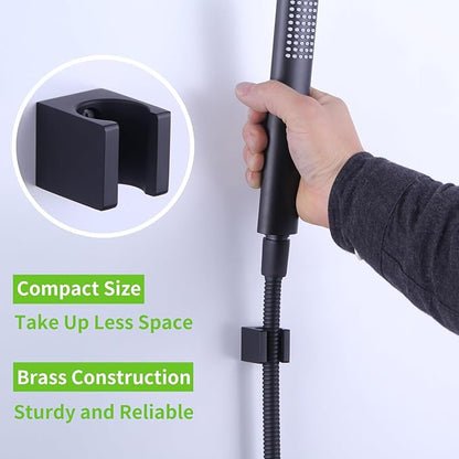 Angle Simple Shower Wand Holder, Brass Shower Head Hanger, Sprayer Nozzle Handle Bracket, Matte Black