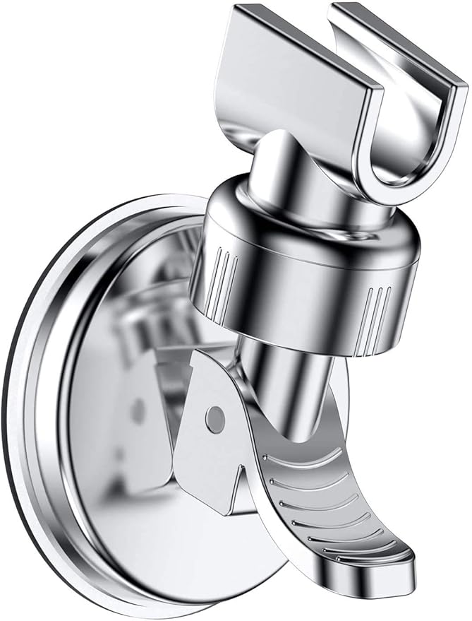 OUO Adjustable Shower Head Holder, Bathroom Suction Cup Handheld Shower Head Bracket, Removable Handheld Showerhead & Wall Mounted Suction Bracket (Silver)