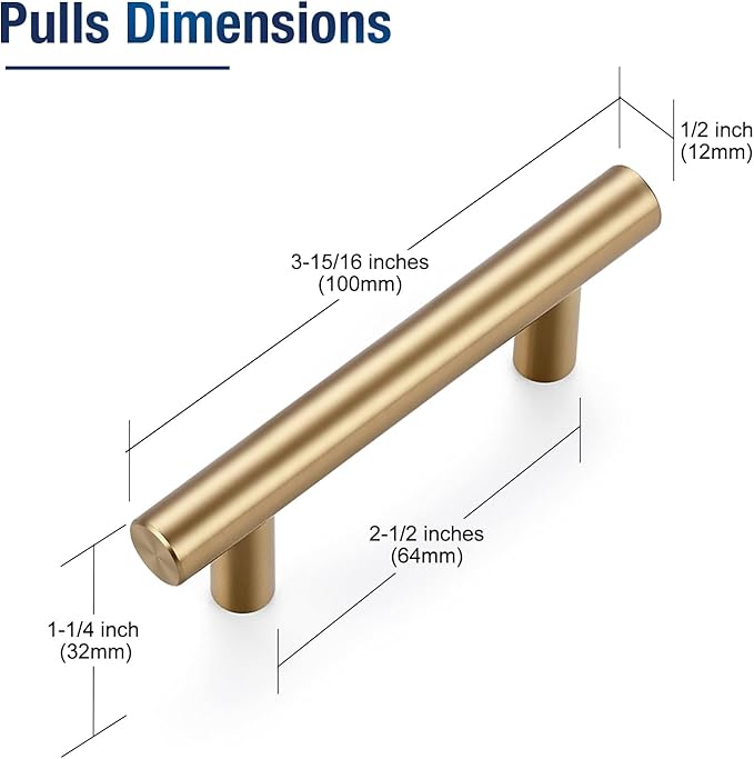 JOY DECOR 30 Pack Champagne Bronze Cabinet Pulls – 4 Inch Length, 2-1/2 Inch (64mm) Hole Center – Stainless Steel Kitchen Cabinet Handles for Drawer and Cupboard