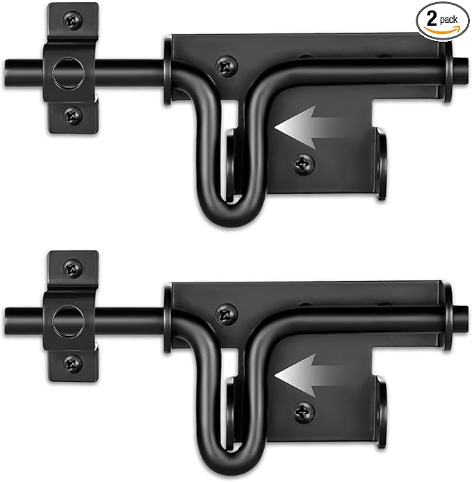 Slide Bolt Gate Latch with Padlock Hole, Heavy Duty Fence Slide Latches Outdoor Doors for Wooden Fence, Shed Door, Vinyl Door-2pack