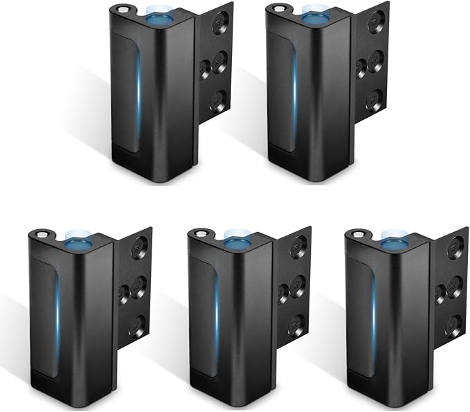 5Pack Home Security Door Reinforcement Lock, Childproof Safety Door Lock Latch Inside Stopper, Add High Security to Prevent Home Unauthorized Entry, Aluminum Construction Finish Black