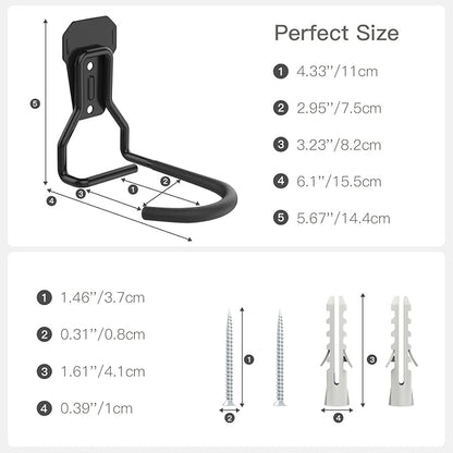 Housolution Bike Wall Mount with Fixed Hook, [4 Pack] Heavy Duty Bike Storage Rack, Bike Rack Vertical Stand for Garage - Easily Hang/Detach - with Screws Iron Bike Hanger Brackets