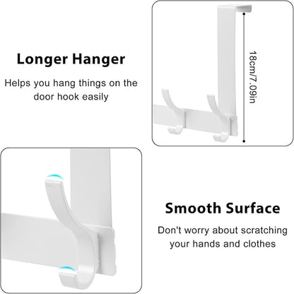 Over The Door Hooks, Door Hanger Hooks for Hanging, Over The Doors Towel Racks for Bathroom with 12 Coat Hook, Coat Rack Bathroom Accessories（2 Pack, White）
