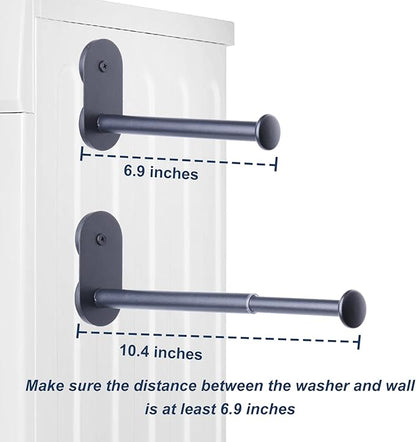 Extendable Magnetic Hanger Holder for Laundry Room, Clothes Hanger Orangizer Rack for Side of Washer or Dryer, Space Saving Laundry Storage, Black, Pack of 1