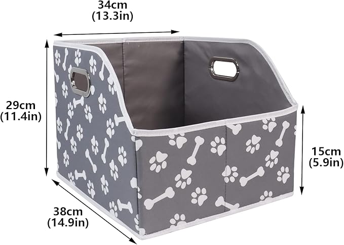 Geyecete Big Dog Toys Storage Bins Canvas Foldable Fabric Trapezoid with metal handles pet Baskets,Storage Bin Large toy box Organizer-BonePaw