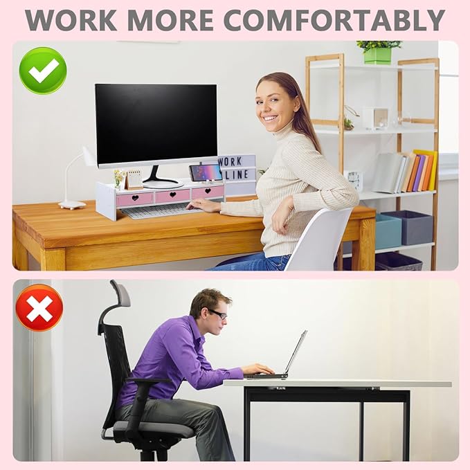 1pc Monitor Stand Monitor Table Monitor Decoration Screen Enhancement Organizer Desk Stand Stand for Desktop Monitor Riser with Organizer Conputer PVC Pink