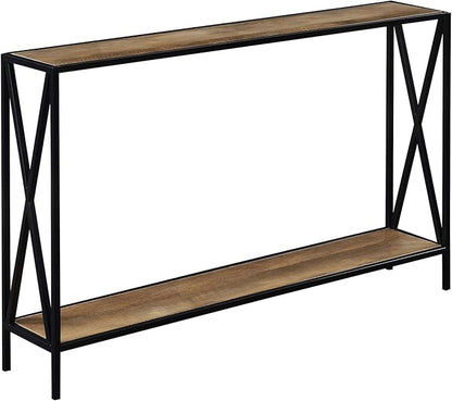 Convenience Concepts Tucson Console Table 47.25" - Modern Sofa Table with Storage Shelf, Entryway Hall Table for Living Room, Weathered Barnwood/Black