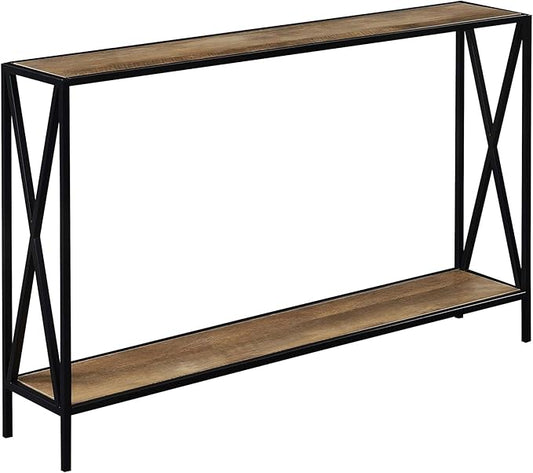 Convenience Concepts Tucson Console Table 47.25" - Modern Sofa Table with Storage Shelf, Entryway Hall Table for Living Room, Weathered Barnwood/Black