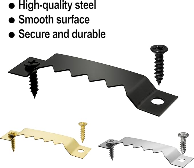 Large Sawtooth Picture Frame Hangers with Screws - 30 Pack, Supports 50 Ibs, Picture Hanging Hooks for Hanging Photo Frames Canvas Artwork Paintings