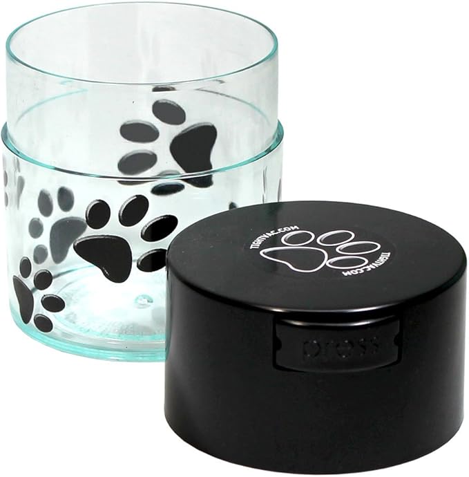 Tightpac America Pawvac 3 Ounce Vacuum Sealed Pet Food Storage Container; Black Cap & Clear Body/Black Paws, tv2