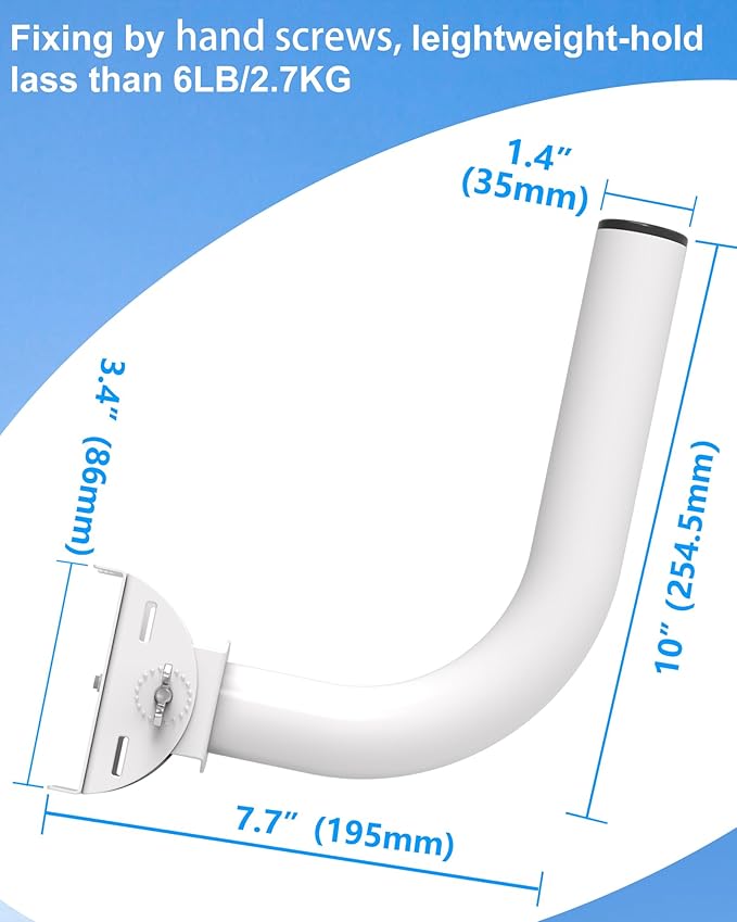 Universal Wireless Bridge Bracket, 150° Adjustable Lightweight J-Pole Mount for Wall or Pole, 12 in Outdoor Antenna Mast, 1.4 in OD, for Access Point CPE, AP, WiFi Extender, Weather Station (4-Pack)