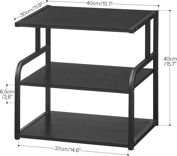 HOOBRO Printer Stand, 3-Tier Desktop Printer Table, Under Desk Printer Storage Office Organizer, Storage Rack with Adjustable Shelf, for Home Office, Kitchen, Living Room, Black BB06PS01