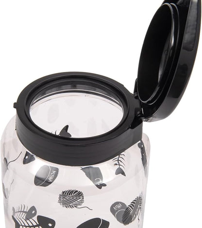 Lixit® Dog Treat Plastic Jar - Airtight Food and Treat Storage Jars for Dogs, Cats, Small Animals and Birds - Made in USA (Paw Prints - Gray, 128 Ounce)
