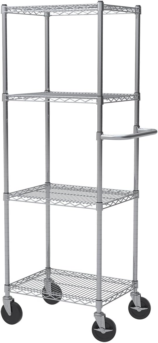 Akro-Mils AWPCAST4 Swivel Non-Marking Locking Caster Wire Shelving System Upright Legs 2 Casters with Brakes, 400lbs Weight Capacity, 4-Inch