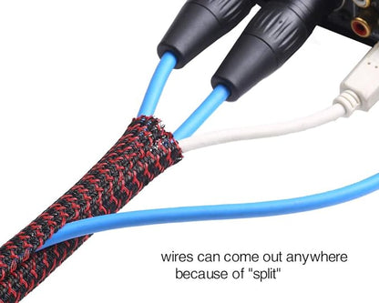 Alex Tech 10ft - 1 inch Cord Protector Wire Loom Tubing Cable Sleeve Split Sleeving For USB Cable Power Cord Audio Video Cable – Protect Cat From Chewing Cords - Blackred