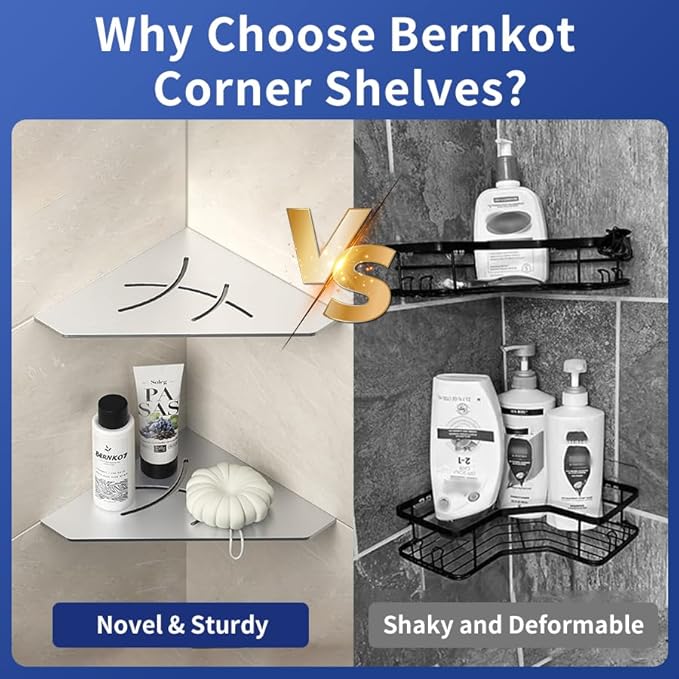 Corner Shower Shelf 10" Brushed 304 Stainless Steel Pentagonal Corner Shelf Recessed Bathroom Shower Shelf, No Drilling
