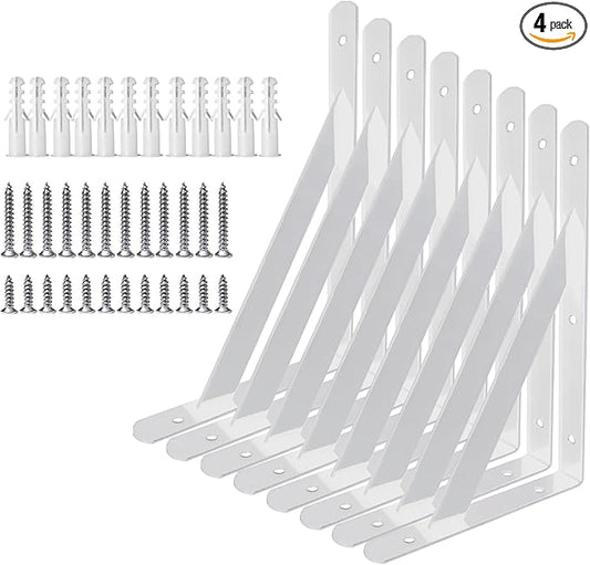Shelf Brackets 6 x 4 Inch, Brackets 5 8 10 12 16 20 Inch Heavy Duty Shelf Brackets for Bench Table with Screws 4 Pairs