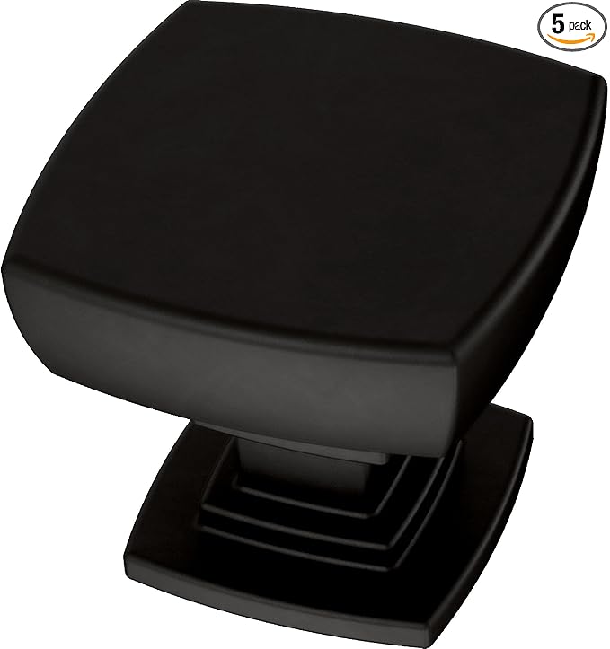 Franklin Brass Parow (5-Pack) Cabinet Knobs | Matte Black Handles for Dresser Furniture Drawers/Kitchen/Door/Bathroom | 1-1/8" P29542Z-FB-B1