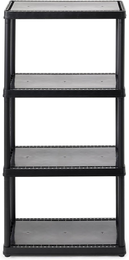 Gracious Living 4 Shelf Fixed Height Solid Light Duty Storage Unit 24 x 12 x 48" Organizer System for Home, Garage, Basement, and Laundry, Black